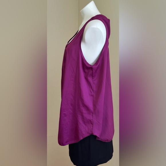 R. Marks New York Pink/Purple Delicate Satin Sleeveless Blouse Bow/Cut Out Sz.1X - Picture 9 of 13
